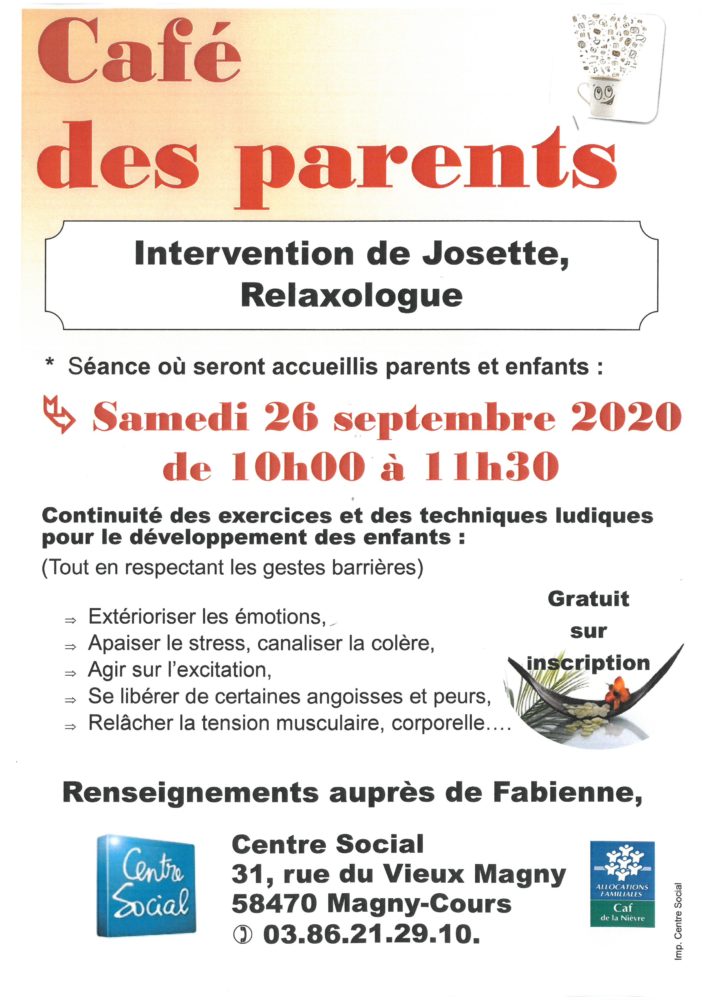 Café des parents samedi 26 septembre 2020